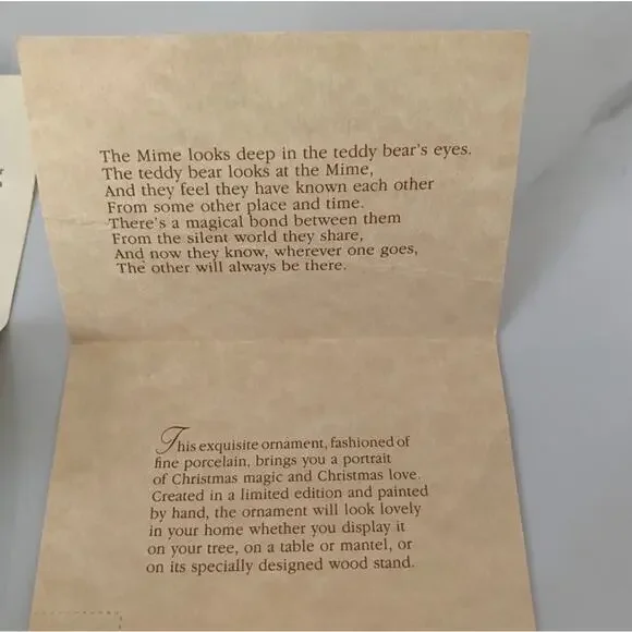 Vintage 1987 Hallmark Keepsake Mime Clown Teddy Bear Ornament - Picture 15 of 16